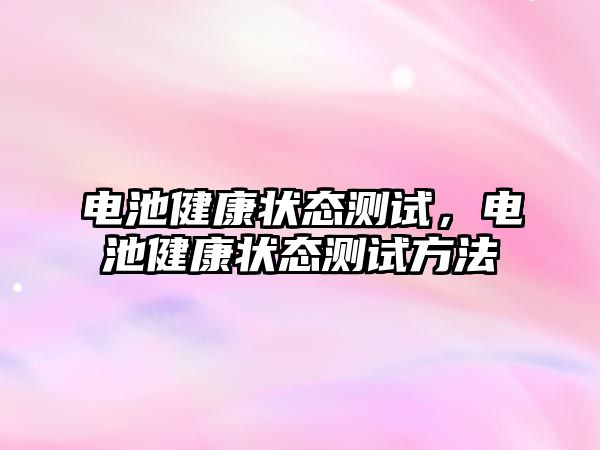 電池健康狀態測試，電池健康狀態測試方法