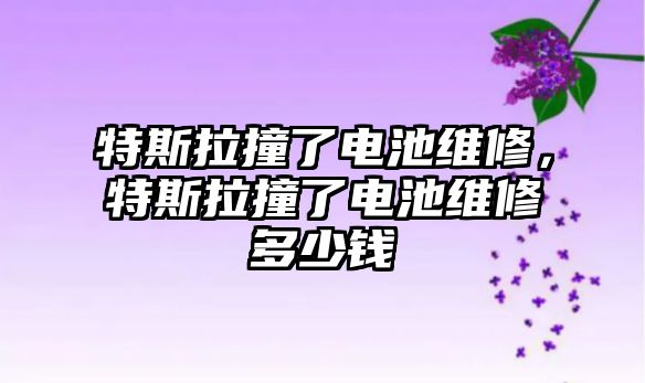 特斯拉撞了電池維修，特斯拉撞了電池維修多少錢